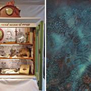 Left: Cheryl Bell’s ‘The Noosphere, a Cabinet of Curiosities.’ Right: Agness Clark’s ‘Fossilised Memories