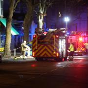 A23 road blocked by a house fire