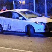 Two parked cars were damaged after being crashed into