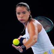 Jodie Burrage prepares to strike a forehand (Vincent Thian/AP)