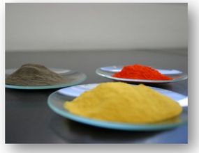 Different colors of pigments used in powder coatings