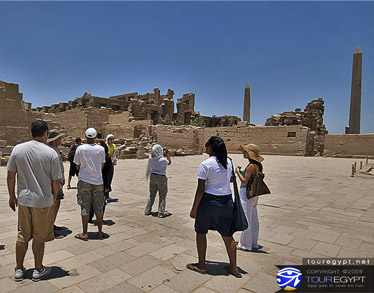 People at the Temple of Karnak