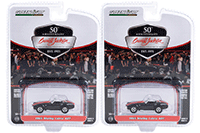 Show product details for Greenlight - Barrett Jackson Series 11 | Shelby Cobra 427 (Lot #3002) (1965, 1/64 scale diecast model car, Black with Red Stripes) 37270A/48