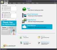 Screenshot of NovaBACKUP Home Screen