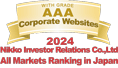 WITH GRADE AAA Corporate Websites 2024 Nikko Investor Relations Co.,Ltd. Ranking in all listed companies in Japan