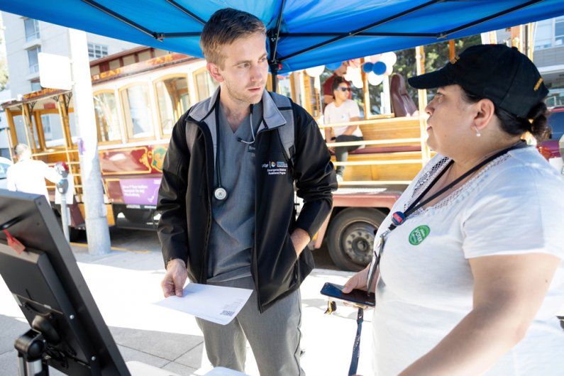 UCSF student registering to vote.