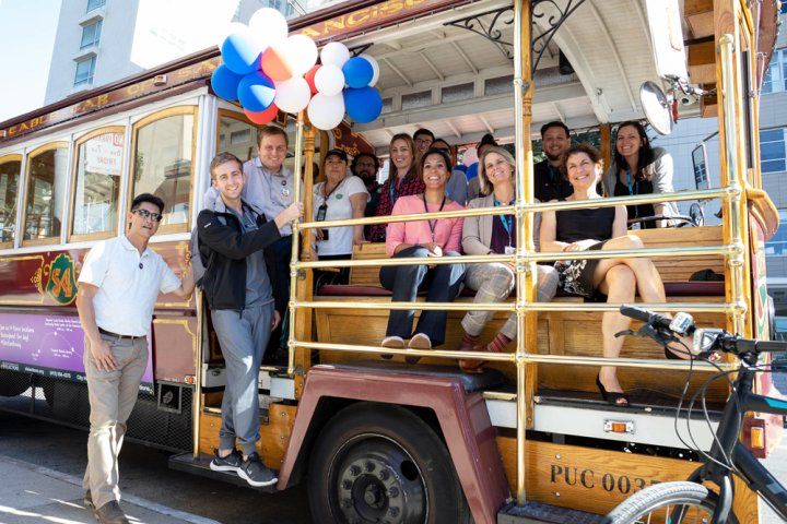 People on a cable car.