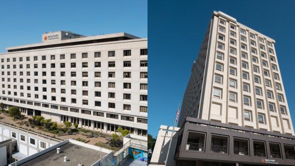 A collage of two Dignity Health buildings.