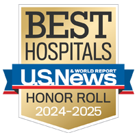 U S  News and World Report badge recognizing UCSF as part of its 2024-2025 Honor Roll