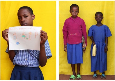 Children showcasing their art.