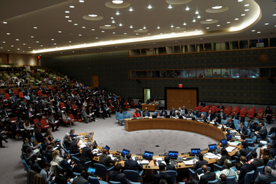 The UN Security Council meeting room in New York