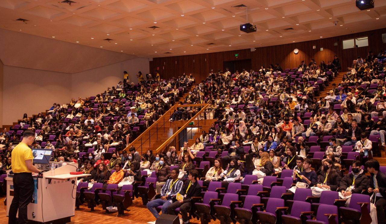 Students sitting in an auditorium