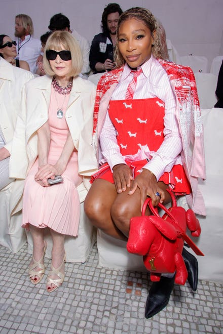 Paris is bringing the drama with high-fashion looks this season for its haute couture offerings. The event, which goes from June 24 to June 27, will showcase looks for fall/winter 2024. Here are some of the best moments from Paris Haute Couture Fashion Week, starting with fashion editor Anna Wintour, left, and Serena Williams sitting front row at the Thom Browne Haute Couture show on June 24, 2024, in Paris.