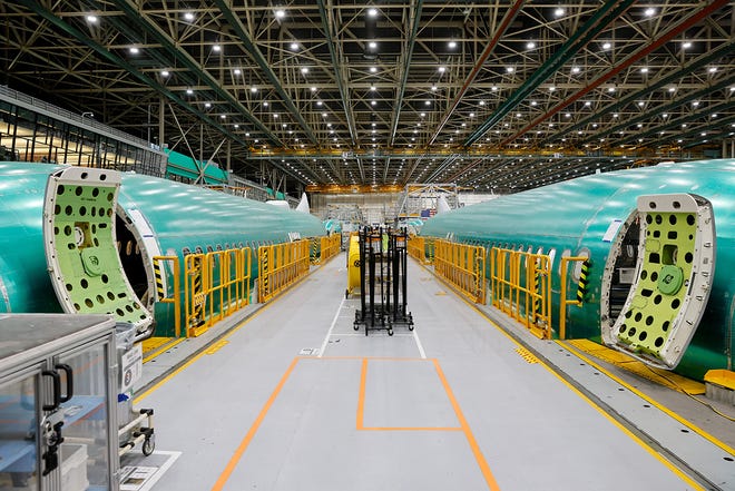 737 MAX aircraft are seen in various states of assembly at the Boeing 737 factory Tuesday, June 25, 2024 in Renton, WA.