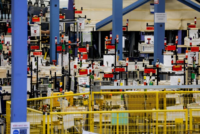 Carts of parts and tools are seen at the Boeing 737 factory Tuesday, June 25, 2024 in Renton, WA.