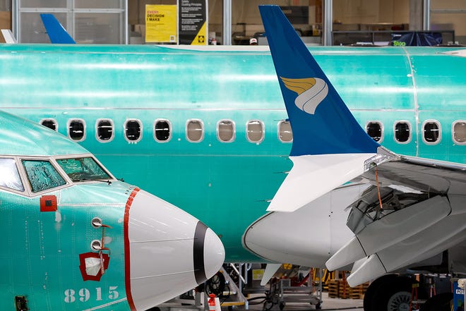 737 MAX aircraft are seen in various states of assembly at the Boeing 737 factory Tuesday, June 25, 2024 in Renton, WA.