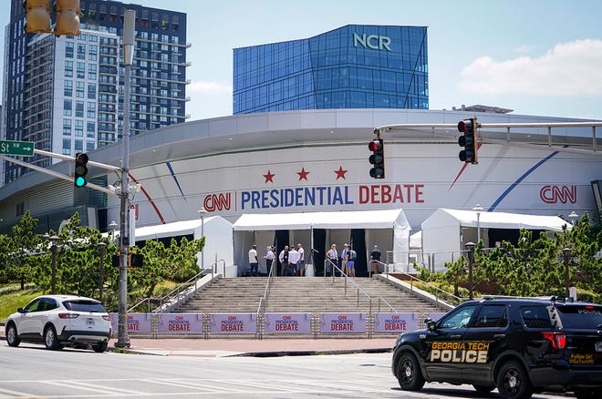 Georgia Tech’s McCamish Pavilion one day prior to the CNN Presidential Debate between President Joe Biden and former President Donald Trump held at CNN's studios in Atlanta.
