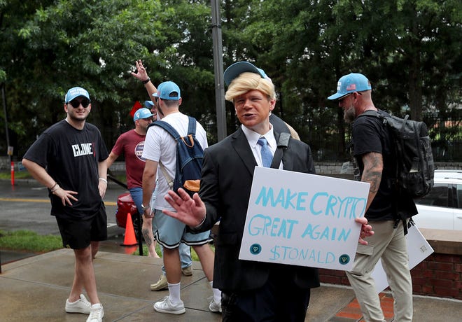 The "Tonald" visits the Georgia Tech Kappa Sigma fraternity before the CNN Presidential Debate between President Joe Biden and former President Donald Trump held at CNN's studios in Atlanta. CNN Anchors Jake Tapper and Dana Bash are moderators of the debate.