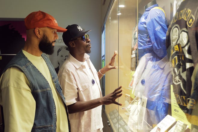 Common and Pete Rock tour the hip hop exhibit at The Drop: Common & Pete Rock at GRAMMY Museum L.A. Live on July 1, 2024, in Los Angeles.