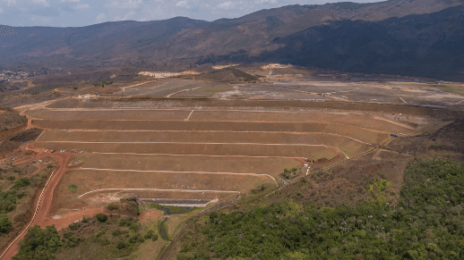 Top view of the countryside and mountains in the background