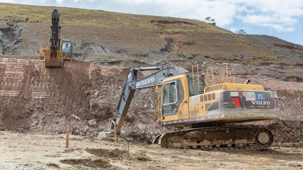 Excavator on the ground