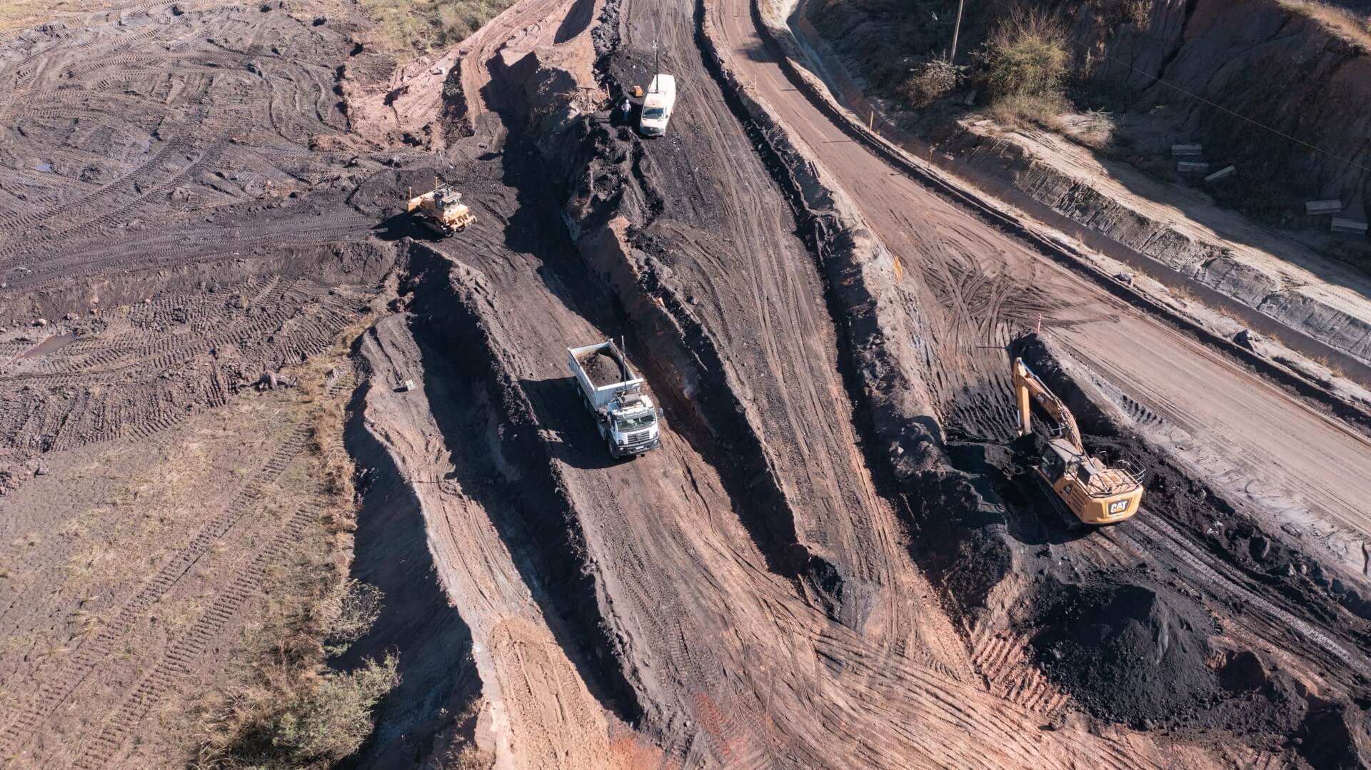 Area being excavated by tractor