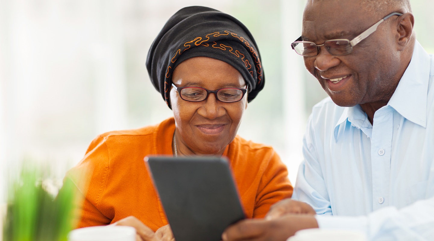 Couple with tablet