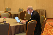 Vint Cerf prepares for his presentation