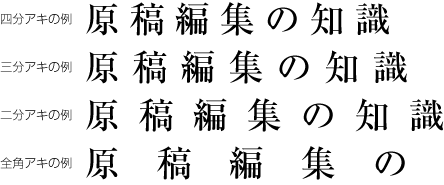 アキ組の例（横組の場合）