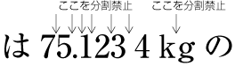 欧字の単位記号（単位記号中の文字）の字間は分割禁止