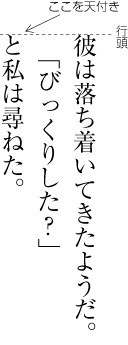 会話の直後の行の配置例1