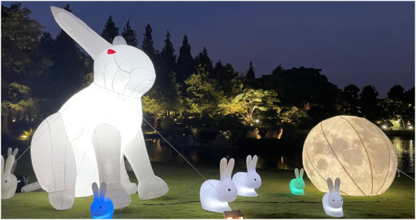 夜遊成美花園！成美文化園打造「巨大玉兔、月亮花燈」中秋限定活動，再加碼開放夜間遊園星光票。