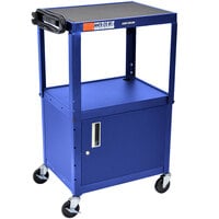 Luxor AVJ42C-RB Blue Steel Adjustable AV Cart with Cabinet