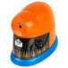 An orange and blue Elmer's CrayonPro pencil sharpener.