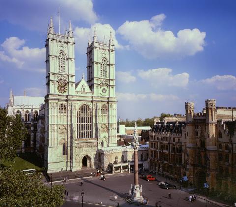 View of the Abbey and West front sanctuary buildings