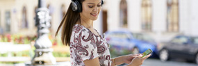 Woman holding a smartphone