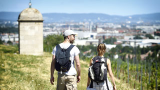 Two people hiking