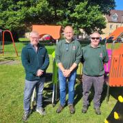 Malmesbury town councillor Steve D’Arcy, with grounds staff Mark Williams and Shaun Bleaken