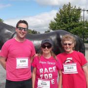 Sharon Coventry (middle), who recently completed her couch-to-5k, ran the Cheltenham Race for Life 5km with fellow Bourton Roadrunner Shirley Creed (right) and work colleague David (left)