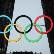 The Olympic Rings on the Eiffel Tower during the opening ceremony of the Paris 2024 Olympic Games at the Trocadero in Paris, in France. Picture date: Friday July 26, 2024. PA Photo. Photo credit should read: Mike Egerton/PA WireRESTRICTIONS: Use subject