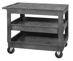 Flat Top 3 Shelf Plastic Utility Cart