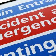 General view of an Accident and Emergency Sign at Hinchingbrooke Hospital in Huntingdon, Cambridgeshire.