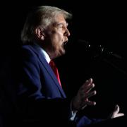 Donald Trump speaks at the Butler Farm Show on October 5 (Evan Vucci/AP)