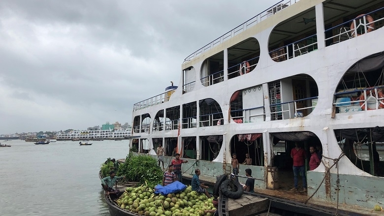 Shipping vessels in Buriganga river, Bangladesh