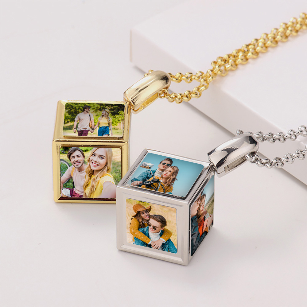 Custom 6 Photo Cube Necklace, Custom Gift Anniversary, Birthday, Special Occasions