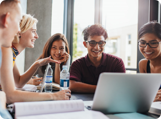 group of students studying