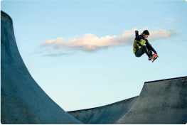 skateboarder catching air