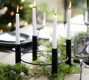 black candlestick ring for wedding centrepieces