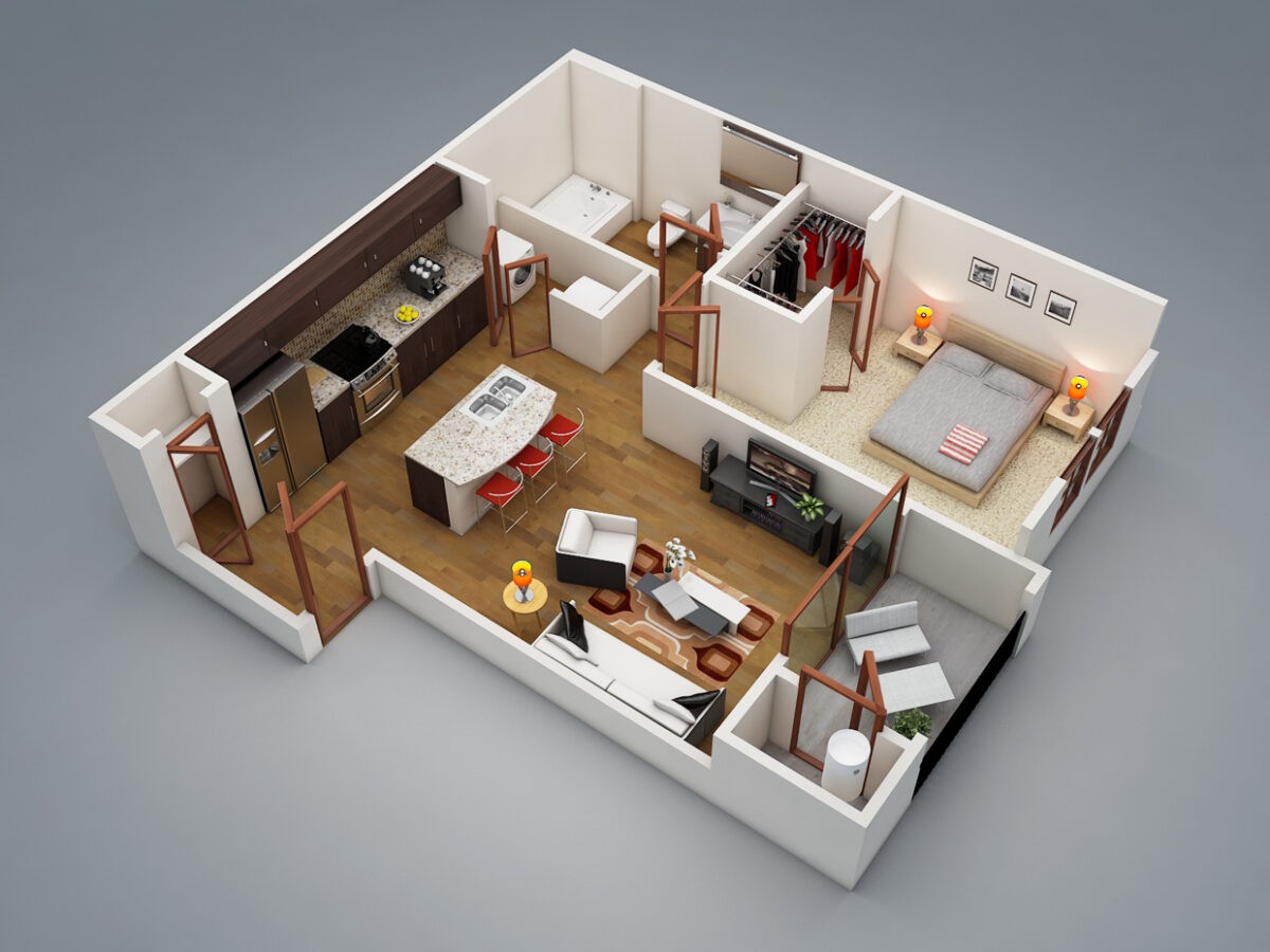 1 Bedroom Apartment/House Plans | smiuchin