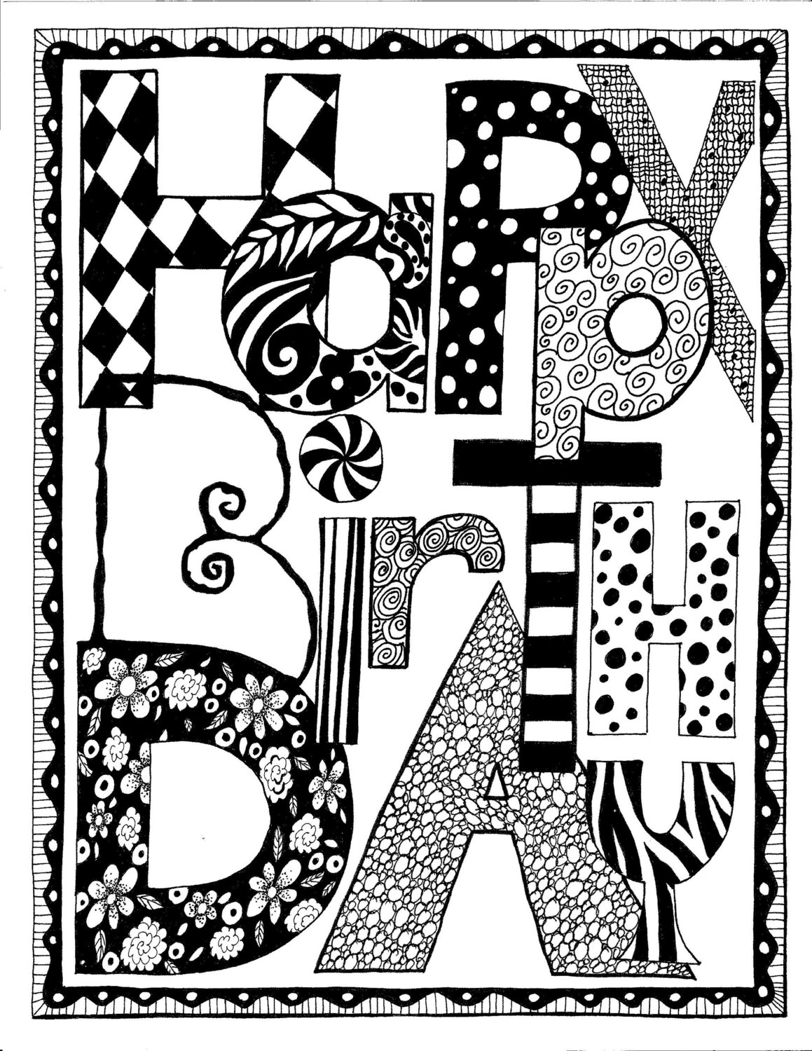 Black And White Free Printable Birthday Cards